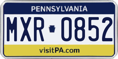 PA license plate MXR0852