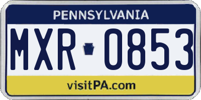 PA license plate MXR0853