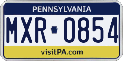 PA license plate MXR0854