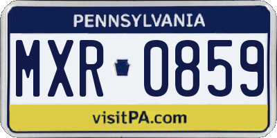 PA license plate MXR0859