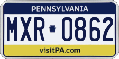 PA license plate MXR0862
