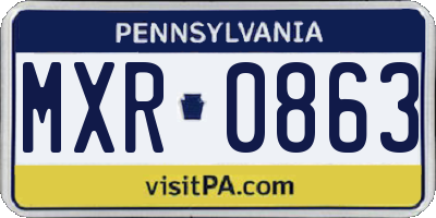 PA license plate MXR0863