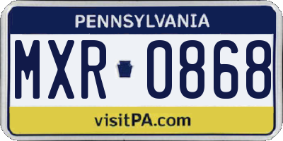 PA license plate MXR0868