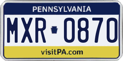 PA license plate MXR0870