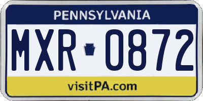 PA license plate MXR0872