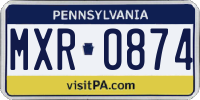 PA license plate MXR0874