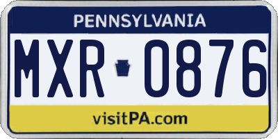 PA license plate MXR0876
