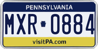 PA license plate MXR0884