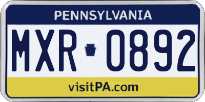 PA license plate MXR0892