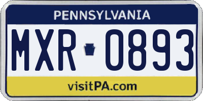 PA license plate MXR0893