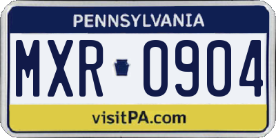 PA license plate MXR0904