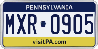 PA license plate MXR0905