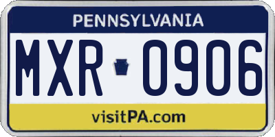 PA license plate MXR0906