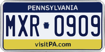 PA license plate MXR0909