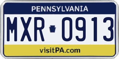 PA license plate MXR0913