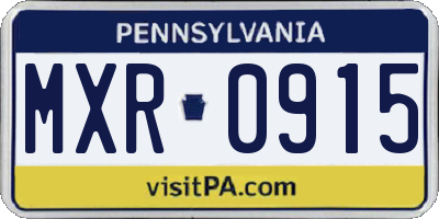 PA license plate MXR0915