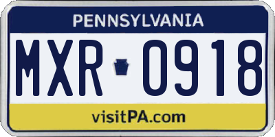 PA license plate MXR0918
