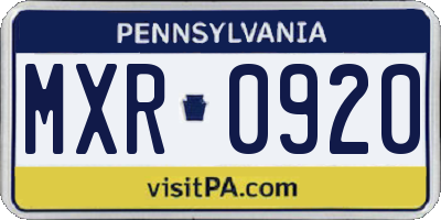 PA license plate MXR0920