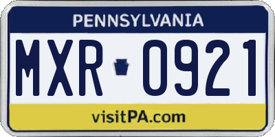 PA license plate MXR0921