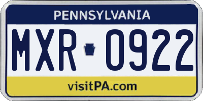 PA license plate MXR0922