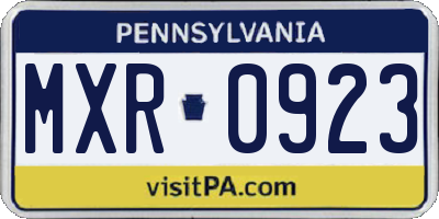 PA license plate MXR0923