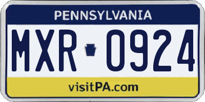 PA license plate MXR0924
