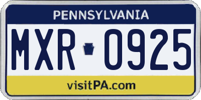 PA license plate MXR0925