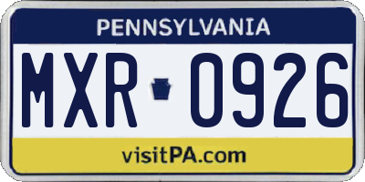 PA license plate MXR0926