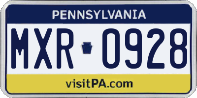 PA license plate MXR0928
