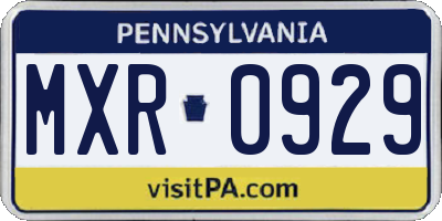 PA license plate MXR0929