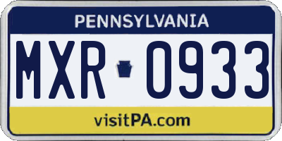 PA license plate MXR0933