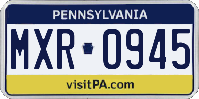 PA license plate MXR0945