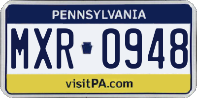 PA license plate MXR0948