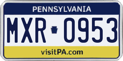 PA license plate MXR0953