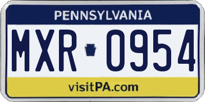 PA license plate MXR0954
