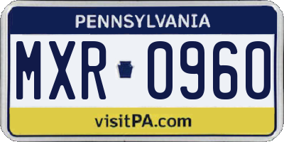 PA license plate MXR0960