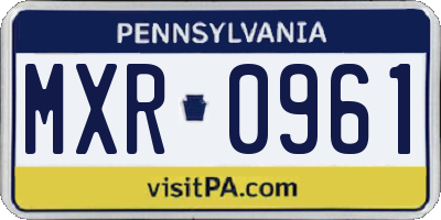 PA license plate MXR0961