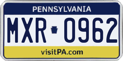PA license plate MXR0962