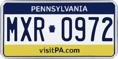 PA license plate MXR0972