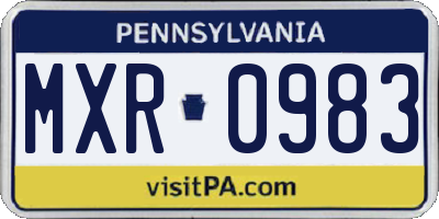 PA license plate MXR0983