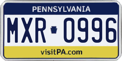 PA license plate MXR0996