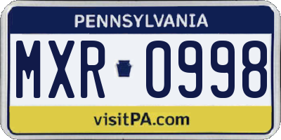 PA license plate MXR0998