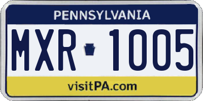 PA license plate MXR1005
