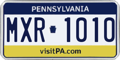 PA license plate MXR1010
