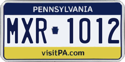 PA license plate MXR1012