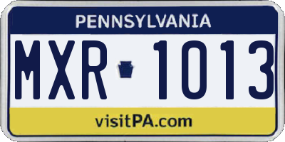 PA license plate MXR1013