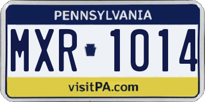 PA license plate MXR1014