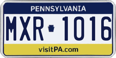 PA license plate MXR1016