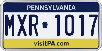 PA license plate MXR1017