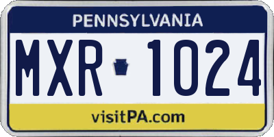 PA license plate MXR1024